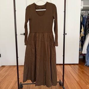 Everlane Brown Long Sleeve Midi Dress in S